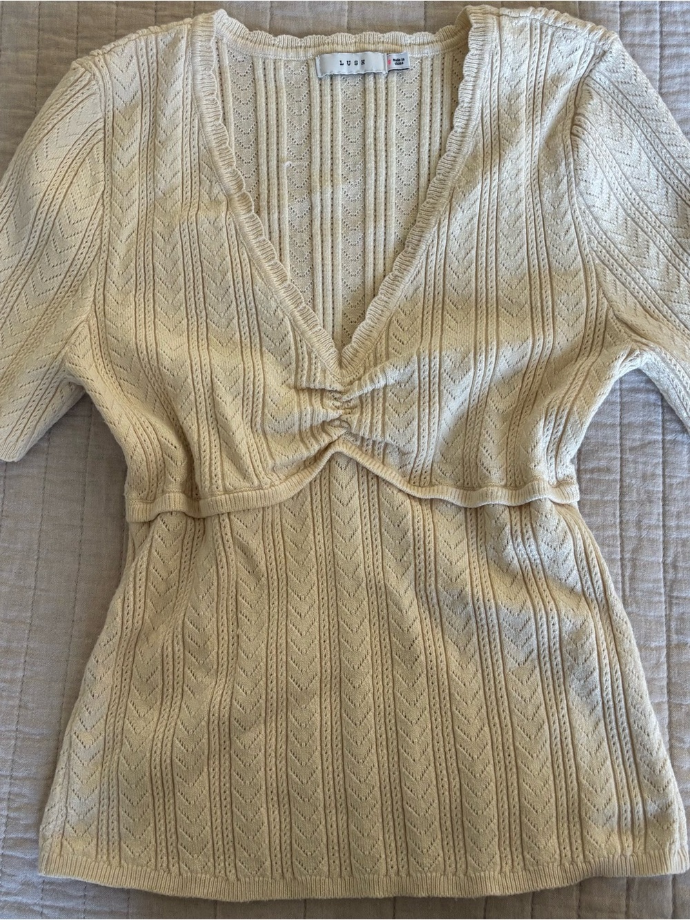 🍂Fall short sleeve knit ruched top